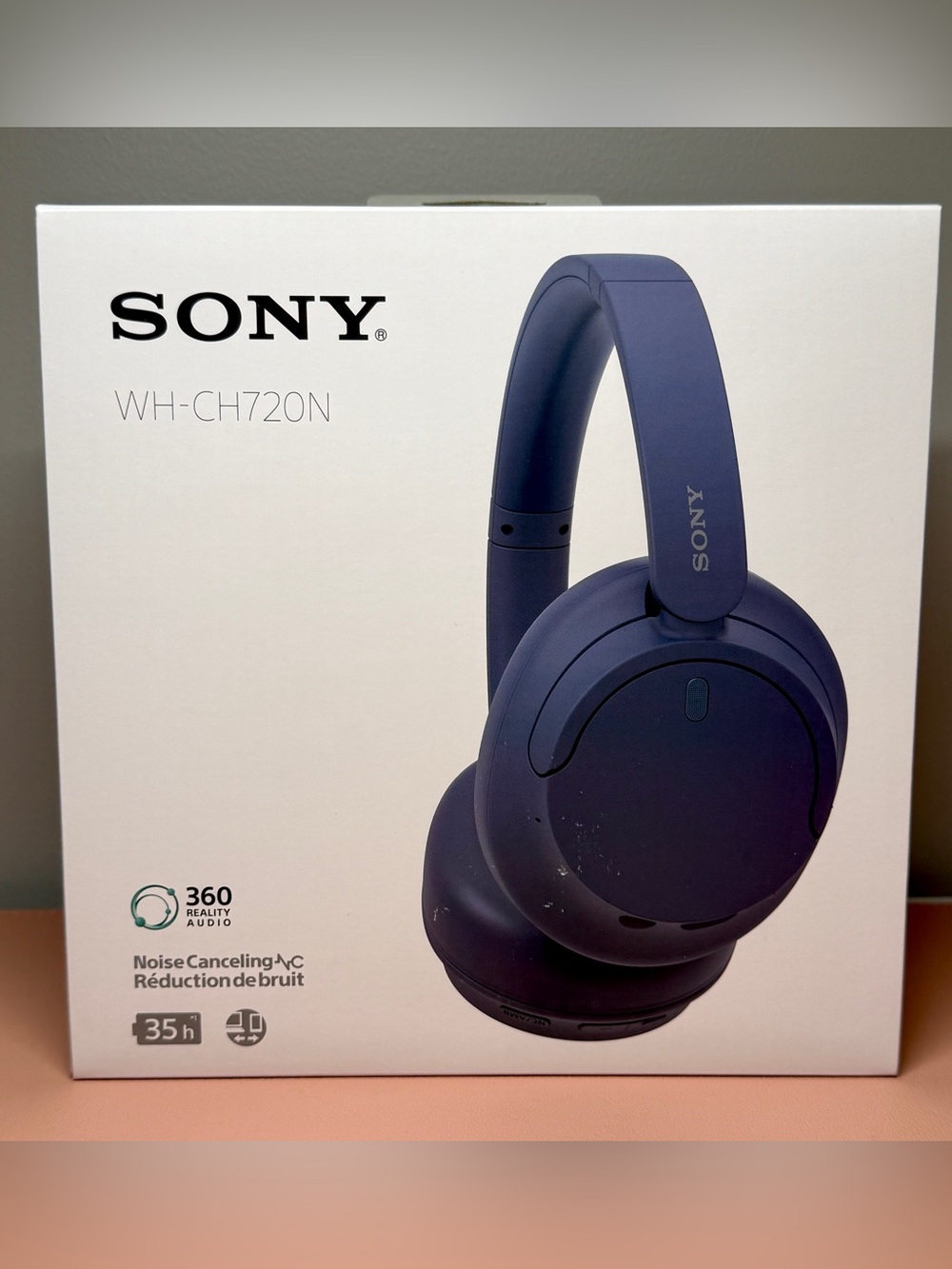 Sony Noise Cancelling Headphones in Navy Blue